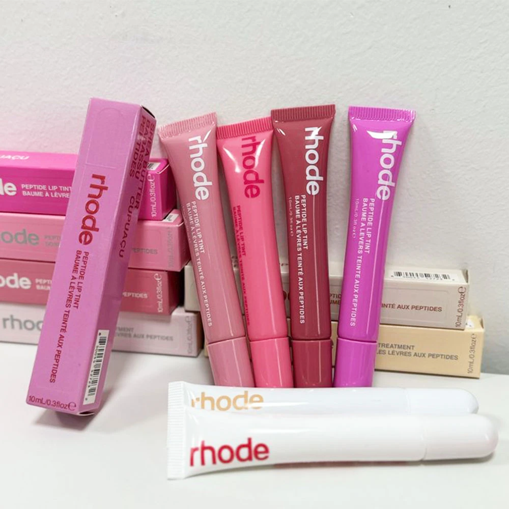 Rhode Makeup Lip Glosses Plump Moisturizing Lip Glaze Oil Long Lasting Nourishing Lipstick Care Ins Salty Tan Raspberry with Box image 5