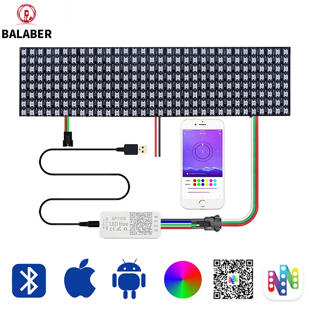 WS2812B SMD5050 RGB لوحة LED Direcalizar بشكل فردي لوز مرن رقمي 8x8 8x32 Modulo de Pixeles Pantalla Matriz DC12V