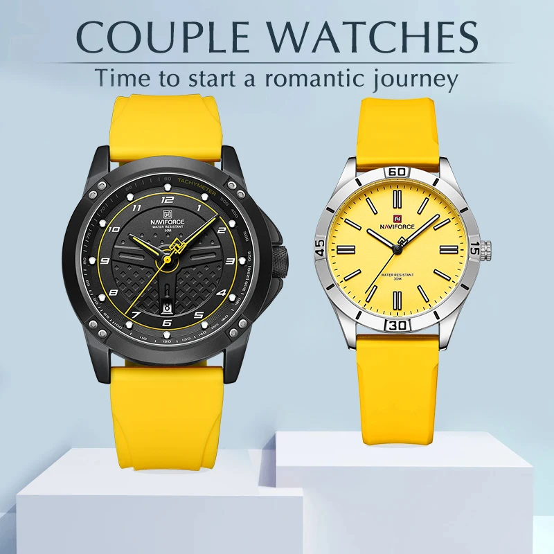 

NAVIFORCE Top Brand Lover’s Watches for Men and Women Fashion Wristwatches Waterproof Date Clock Couple Watch Gifts Set for Sale