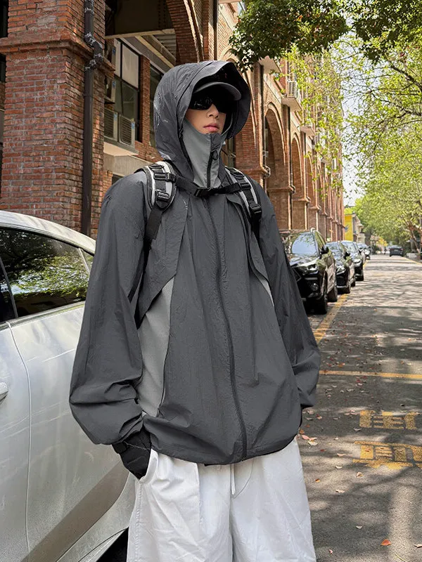 

Deep ey Men's Summer Thin Anti-UV Sport Jaet UPF50 Fce Lined Long Sve Zipper Closure Hooded Casual Faionable Oute...