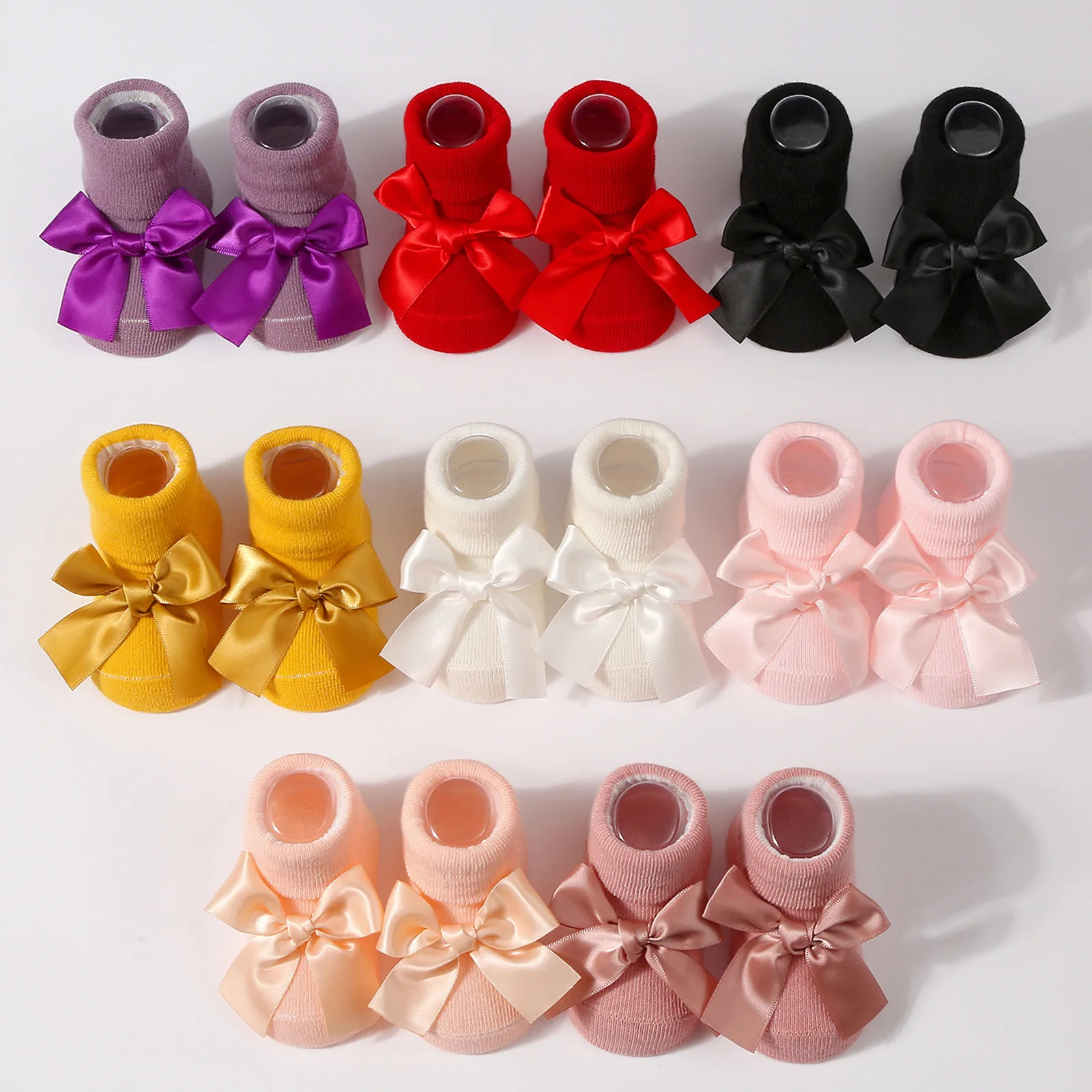 

Baby Bow Socks Soft Cotton Cute Ankle Socks for Infants Girls Fashion 3 Pairs Anti-Slip Newborn Baby Floor Socks 0-24 Months