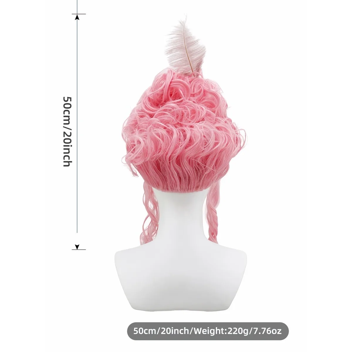 Rosa Flauschige Hochwertige Synthetische High-Top-Perücke | Königinnenfrisur mit Federblumen | Perücke für Queen Cosplay – Detail 4