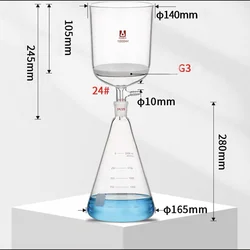 Dispositivo 50/100/250/500ml da filtragem da sução do funil do buchner do equipamento de filtro do núcleo da areia do equipamento g3 da filtragem do vácuo do laboratório