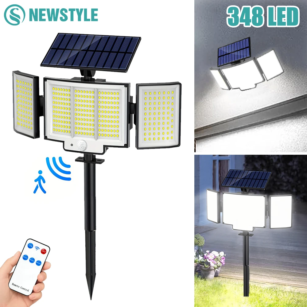 

Уличные солнечные ландшафтные светильники с 3 режимами, IP65, водонепроницаемые, с пультом ДУ, 2-в-1: настенные и наземные, для сада и газона