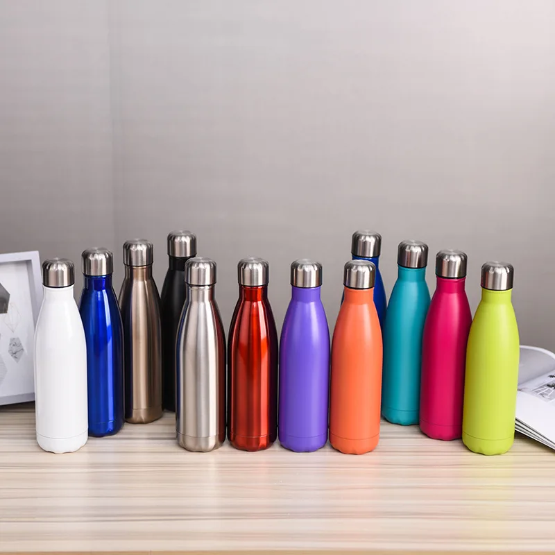 750ml Double-Layer Stainless Steel Insulated Cup Large Capacity Cola Bottle Sports Water Cup Vacuum Flask Simplicity Atmosphere