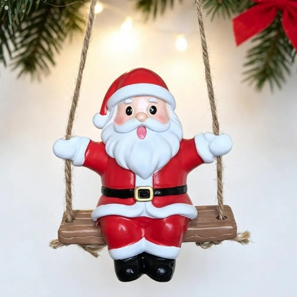 Swing Santa Claus Ornament, Resin Santa Christmas Tree Hanging Decoration, Seasonal Santa Pendant Home Decor