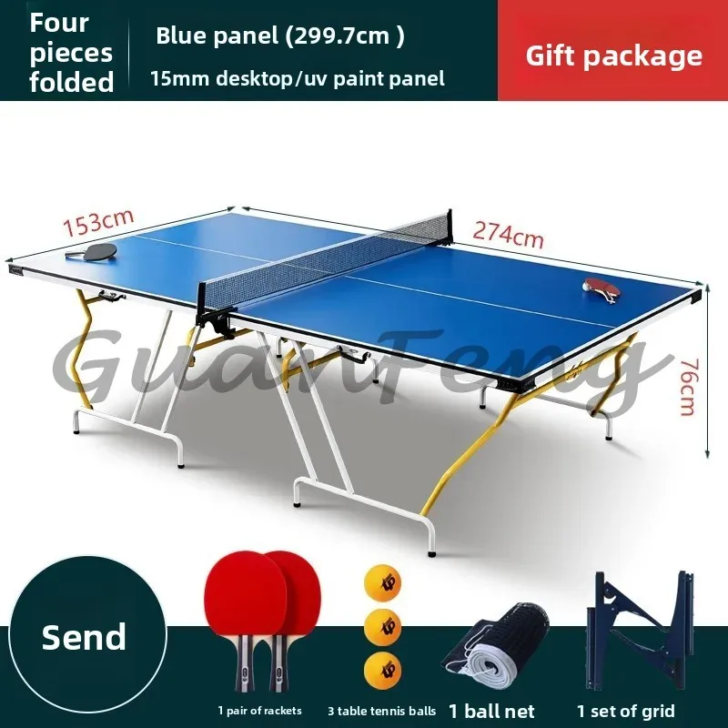 

Blue household four-table foldable indoor standard table tennis table