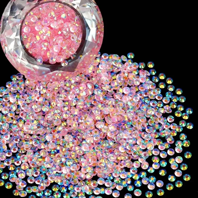 5000/10000PCS Lt Pink Clear AB Resin Jelly Rhinestones 2-6mm Faux Gems Bead for Crafts DIY Nail Art Charms Supplies Stone Bulk