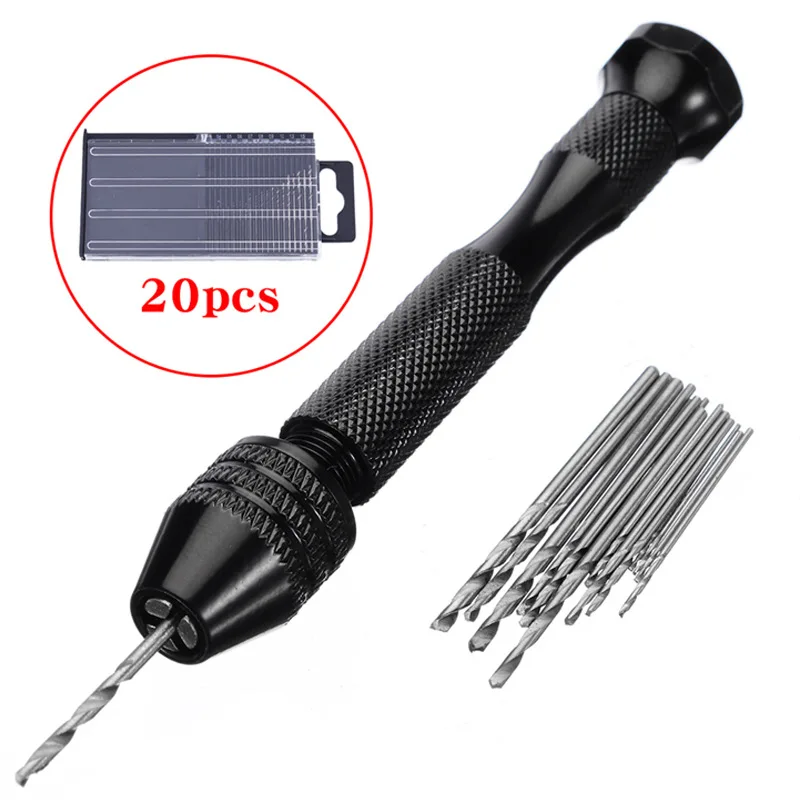 20Pcs Natural Black Perforated Woodworking Hand Twist Drill Twist Drill Set Mini Straight Shank Small Drill 0.3-1.6mm