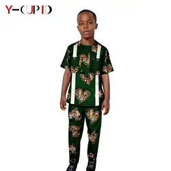 Dashiki African Clothes for Kids Print Patchwork Top Shirt and Pant Sets Bazin Riche Children Outwear Suits Boys Outfits 2446058