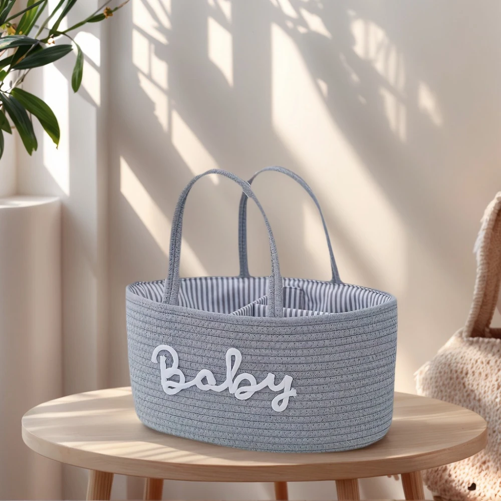 Large Capacity Cotton Rope Woven Storage Basket Detachable Inner Dry Wet Separation Storage Basket Hand-held Storage Basket