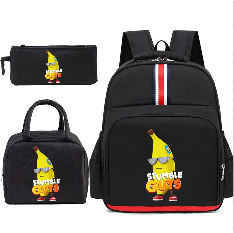 New Stumble Guys Print Backpacks Boys Girls Cartoon Game School Bags Children Multiple Pockets Fashion Anime Backpack 3pcs Sets