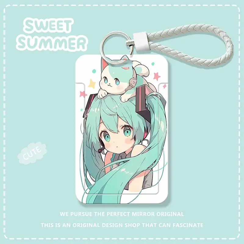 Hatsune Miku Anime Card Cases Kawaii con portachiavi Cute Miku Cat Figure Printing Card Holder custodia protettiva Student Campus Gifts