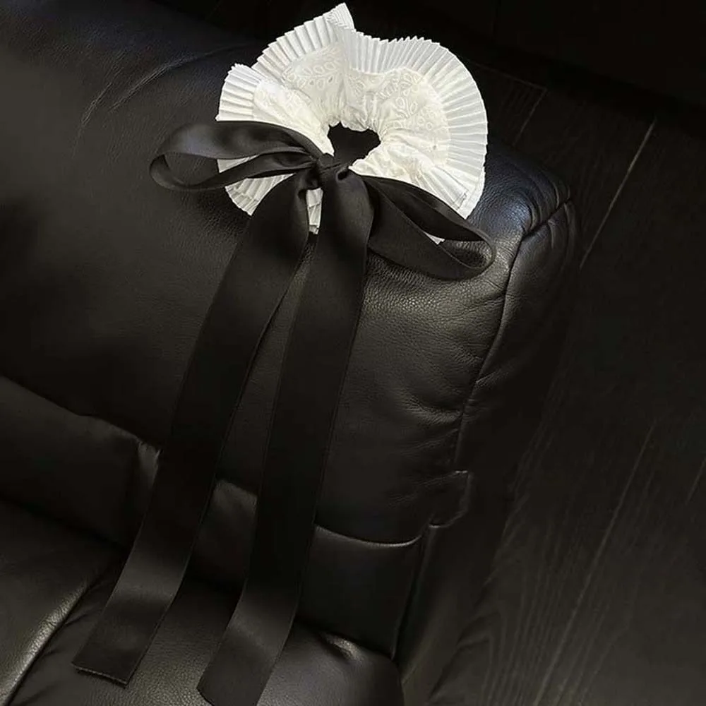 Large-Size Oversized Scrunchies Contrast Color Elegant Ruffle Scrunchie Lightweight Elastic Ribbon Hair Tie Daily Wear