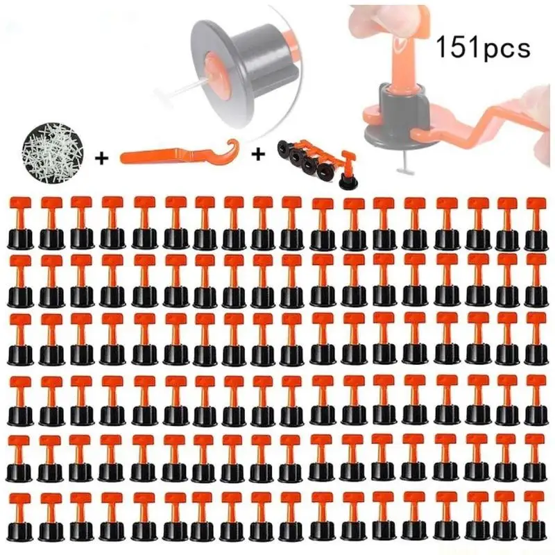 A2BE 50/151Pcs Tile Leveling Device Tile Leveler Leveling System Tile Level Alignment Spacers for Flooring Wall Leveler