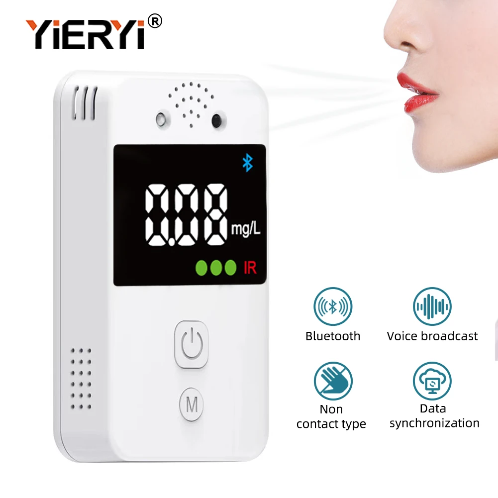 Inteligente Medidor de Álcool Bluetooth Não Contato tipo Bêbado Condução Concentração Álcool Tester Respiração Detector de Gás 0.00 mg 0.95mg l Novo
