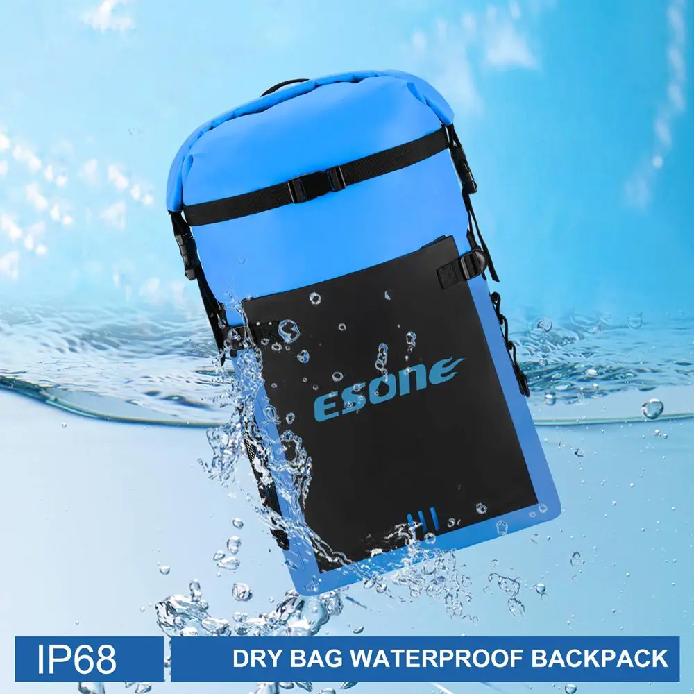 

Esone Dry Bag Backpack Foldable 30L Beach Swimming Bag for Floating Kayaking Sailing IP68 Waterproof Backpack for Women Men