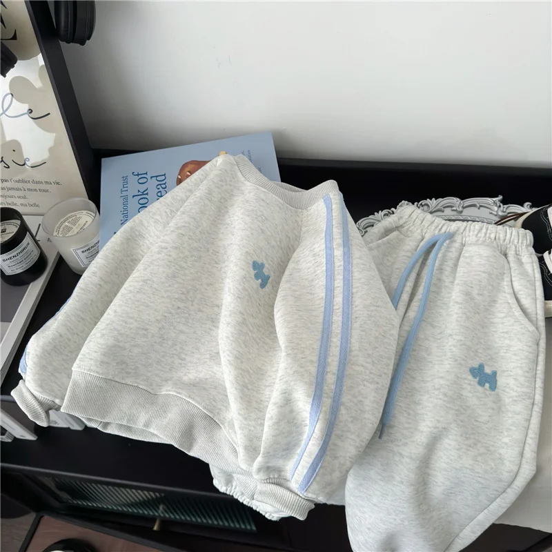 Frühling Kinder Sweatshirt Sets Kinder Langarm-Bekleidungssets Jungen Mädchen Lässiger Pullover+Hose 2-teilig Herbst Teenager Trainingsanzug Outfit – Detail 6