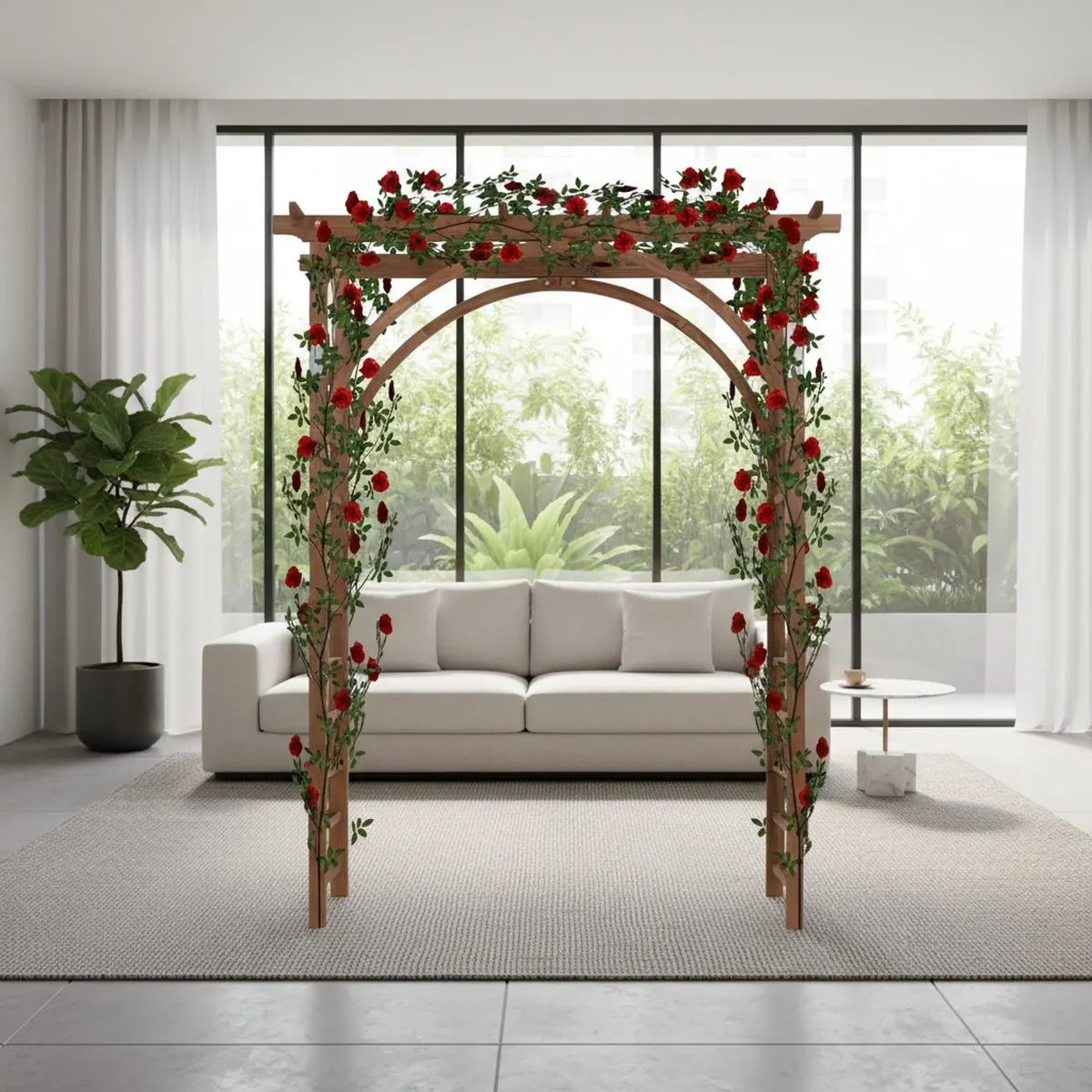Large Wooden Garden Arch for Weddings Plants and Decor Freestanding Pergola