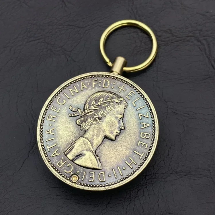 Retro Coin Kerosene Torch Lighter with Keychain Mini Portable Flint Griding Wheel Cigarette Lighters Smoking Accessories - Image 5