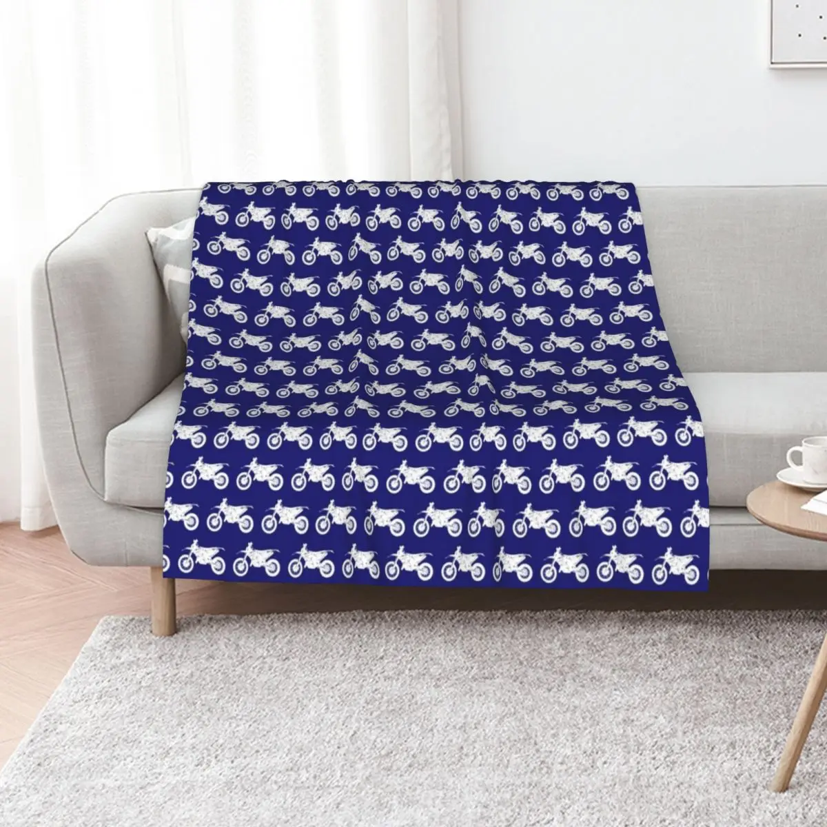 

Dirt Bikes on Midnight Blue Throw Blanket Baby Decorative Throw Travel for winter Blankets