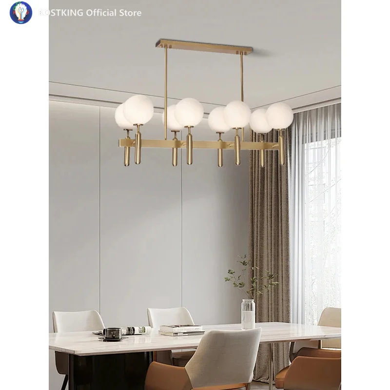 Luxury Dining Room Nordic Glass Balloon Brushed Gold Chandeliers Led Round Ball Hanging Lamp Bar Kitchen Decoration