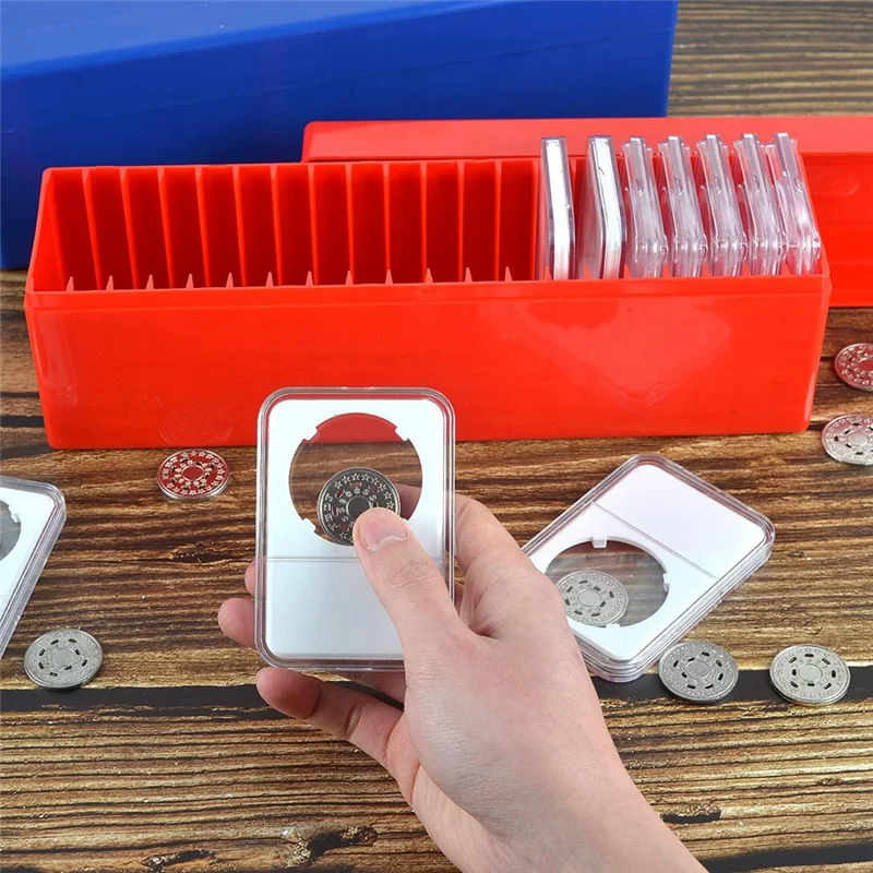 2Pcs Coin Slab Storage Box Plastic Coin Box Coin Compatible With 20 Slab Coin Holders, For Collectors Coin Storage Blue
