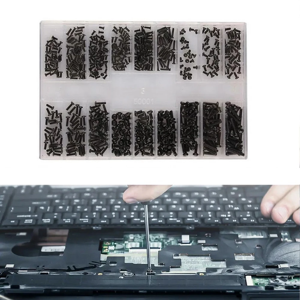 500PCS 18 Sizes Small Screw Nut Set Carbon Steel Fastener Kit For Laptop Phone Glasses Watch Repair DIY Hardware Accessories