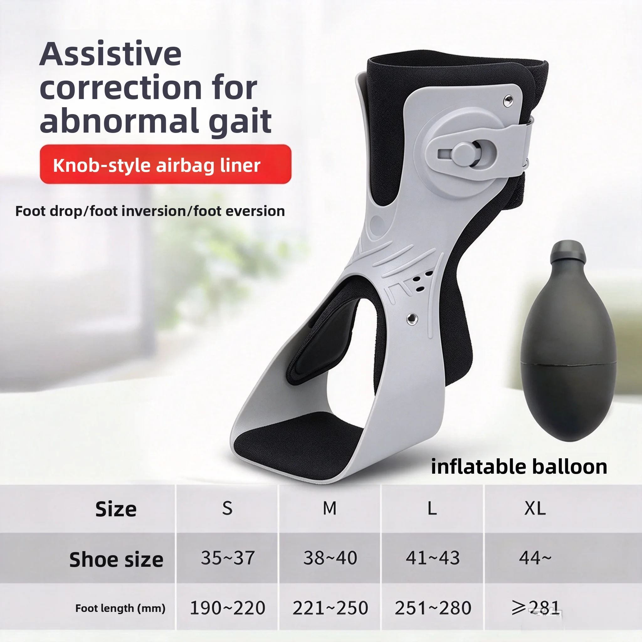Easy Wearing Adjustable Tightness Foot Drop Support Brace Ankle Joint Foot Orthosis Improve Foot Drop for Paralysis