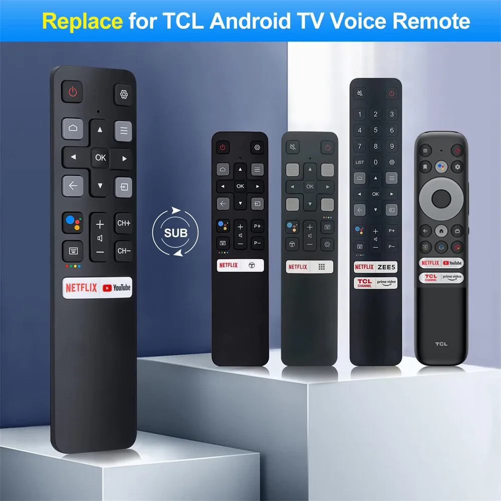 Voice Remote Control Replacement RC802V FNR1 for TCL Android TV 4K UHD Smart TVs with Netflix YouTube Buttons