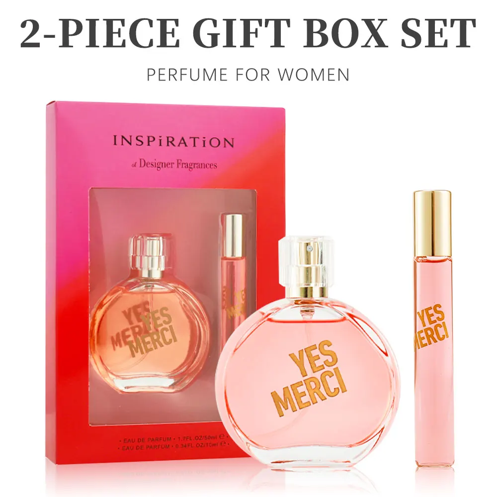 Eau de Parfum Spray Coffret Set Gift for Women YES MERCI 1.7 Oz and 0.34 oz EDP Set Women\'s Fragrance Sets Long Lasting