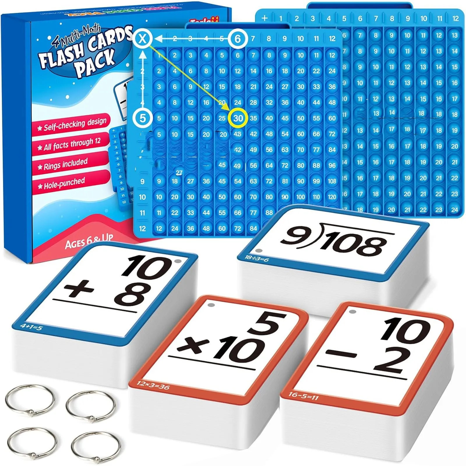 Fraction Number Flashcards Elementary School Multiplication Division Addition Subtraction Math Learning Cards Teaching Aids
