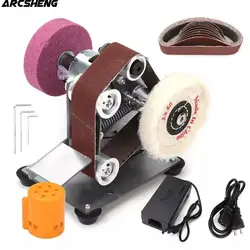 Multifunctional Desktop Vertical Mini Electric Abrasive Belt Sandpaper Polishing Machine DIY Angle Grinder Sharpening