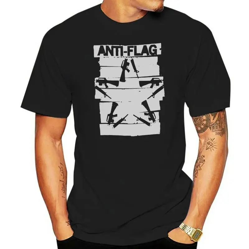 Anti Flag Duct Tape Rifles Guns Star Mens Black Slim Fit T Shirt Justin Sane