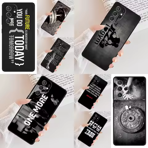 Bodybuilding Gym Fitness Phone Case For Samsung Galaxy S24 S23 S22 S21 Ultra S10 Note 10 Pro S20 Plus FE S9 S8 Cover