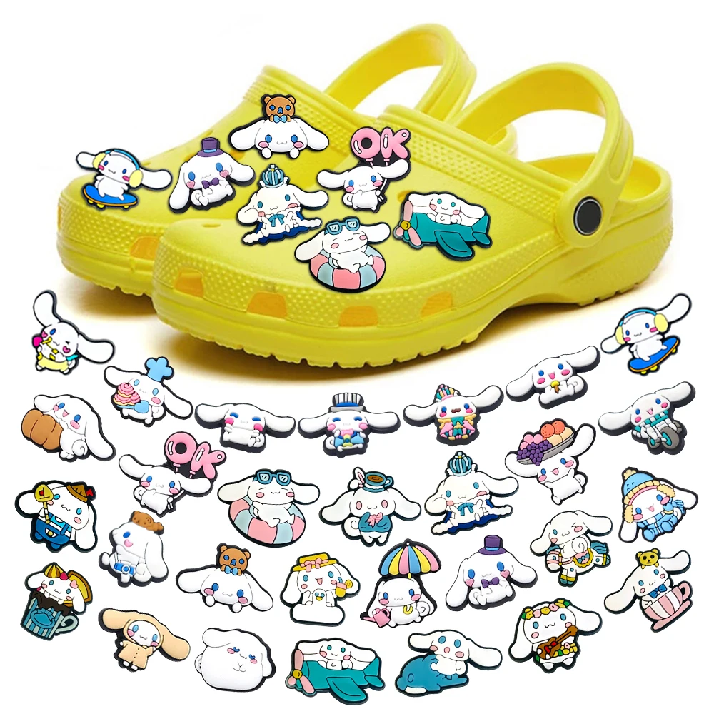 MINISO 1pcs Sanrio Cinnamoroll PVC shoes charms cute Cartoon DIY Sandals Accessories for clogs Decorate girls kid gift