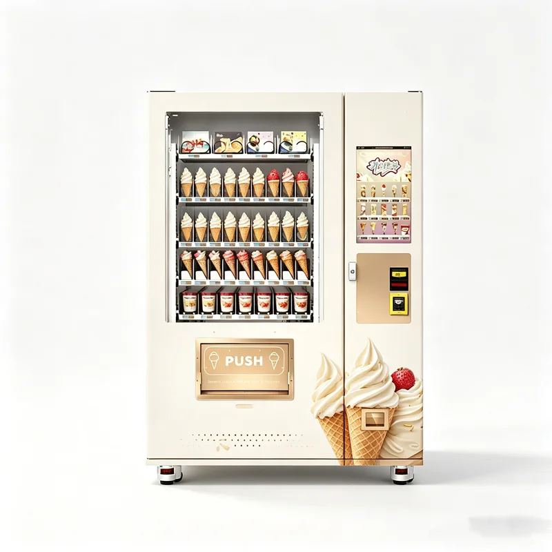 24/7 Large Capacity Automatic Ice Cream Cone Vending Machine Popsicles Vending Machine Combo Snacks Drinks Vending Machine OME