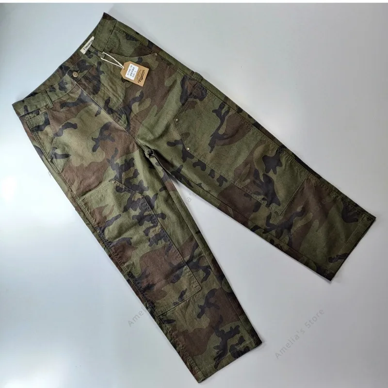 Men's Camo Cargo Pants Loose Fit Multi-Pocket Double Knee Work Trousers Military Tactical Fatigue Pants Outdoor Logger Pants
