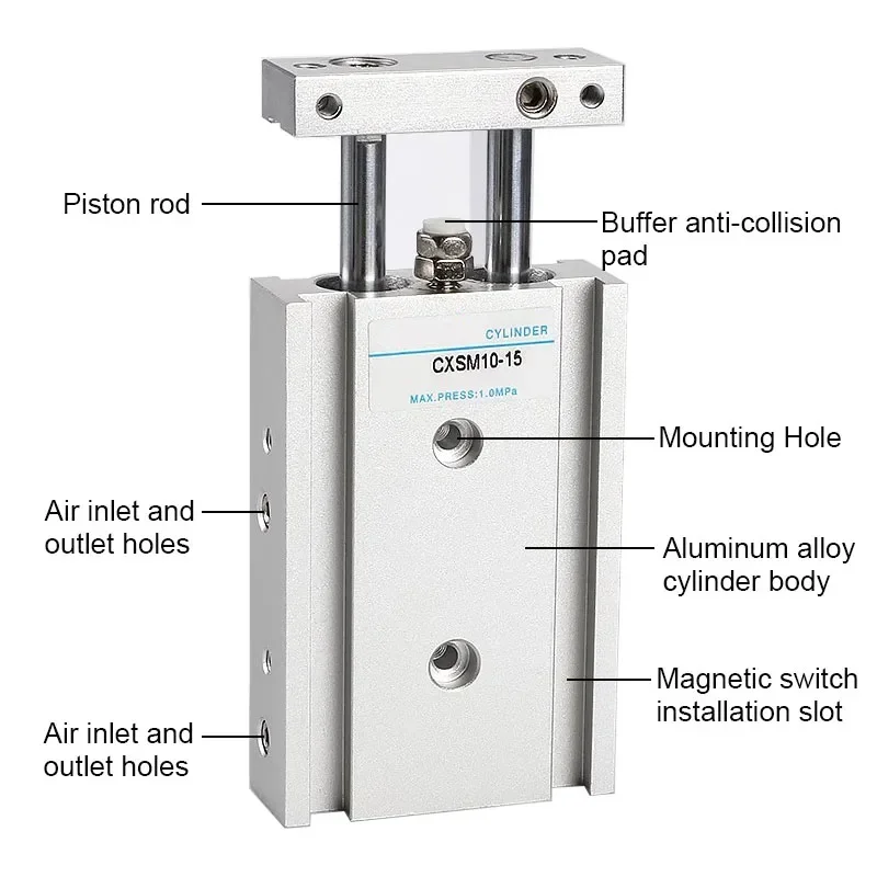Cylinder CXSM10 CXSM15 CXSM20 CXSM25 CXSM32 Double Axis Dual Rod Cylinder Type CXSM Dual Rod Cylinder Pneumatic