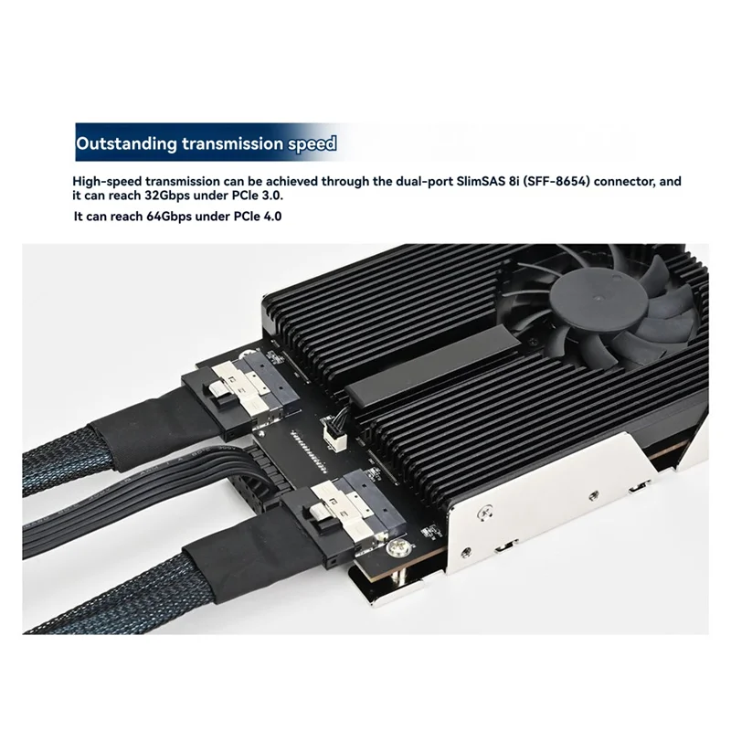 -Buff 3.5 "disco rígido ssd para 4x pcle nvme m.2 ssdx4 adaptador com ventilador de 60mm sata 15pin led suporta pcle 4.0 64gbps