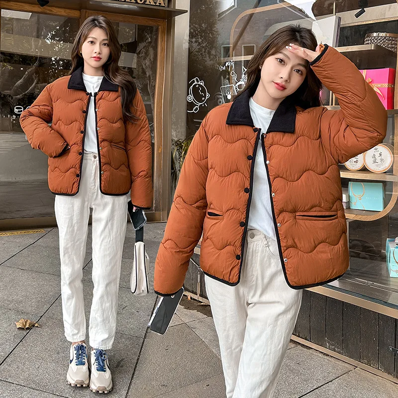 Korean Student Stand Collar Loose Long Sleeve Casual Outerwear Winter Thickened Cotton Jacket Women Short Style Bread Warm Coat