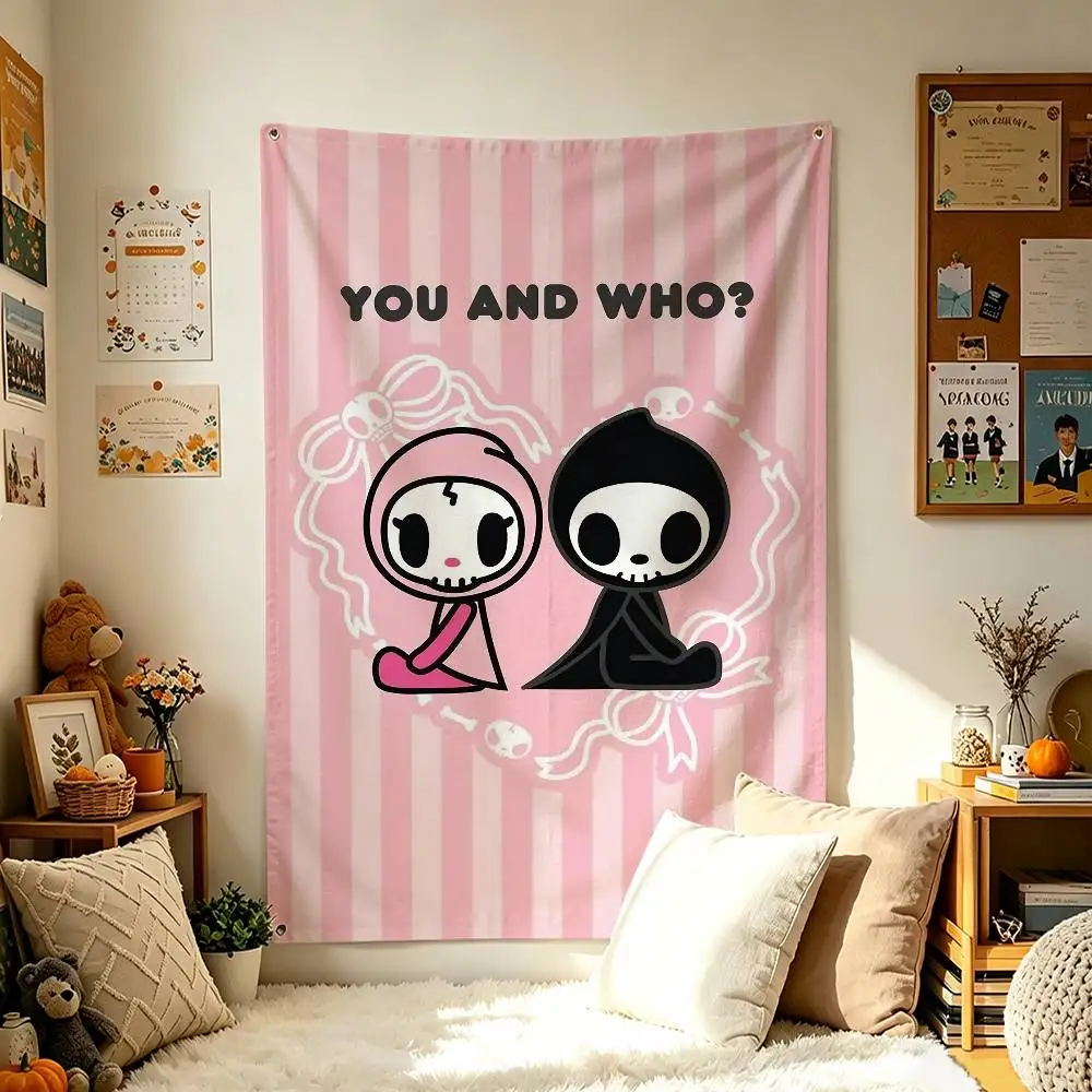Cute A-Adios C-Ciao Ciao Cartoon T-TokidokiS Vertical Flag Tapestry Wall Hanging Indoor Outdoor Home Decor