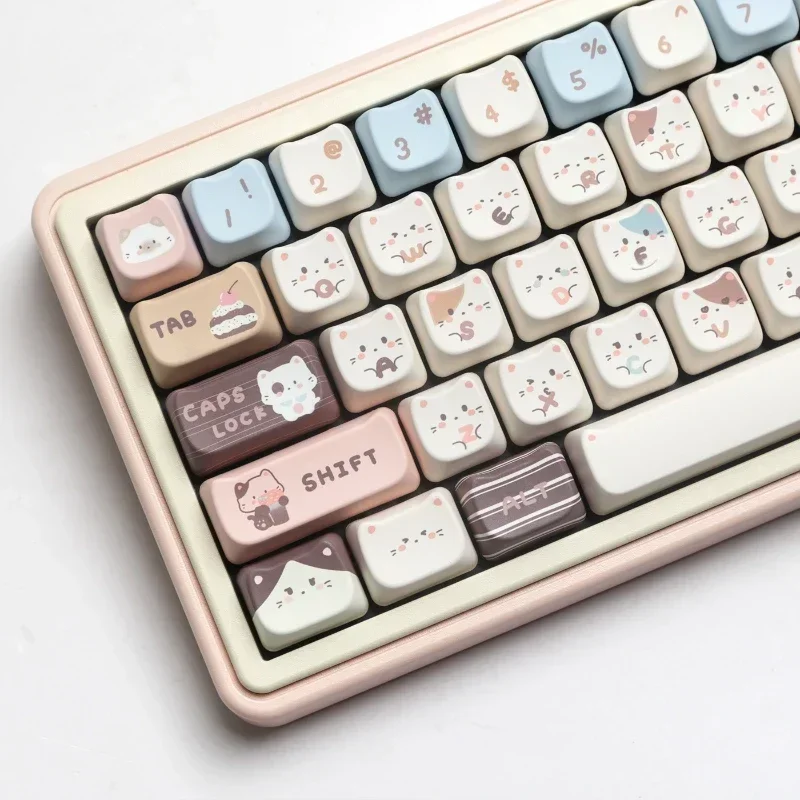 Imagem -04 - Sea Salt Meow 140 Teclas Pbt Keycaps Mao Perfil Keycap Dye Sublimation Mecânico Teclado Keycap para mx Switch Gk64 Gk75