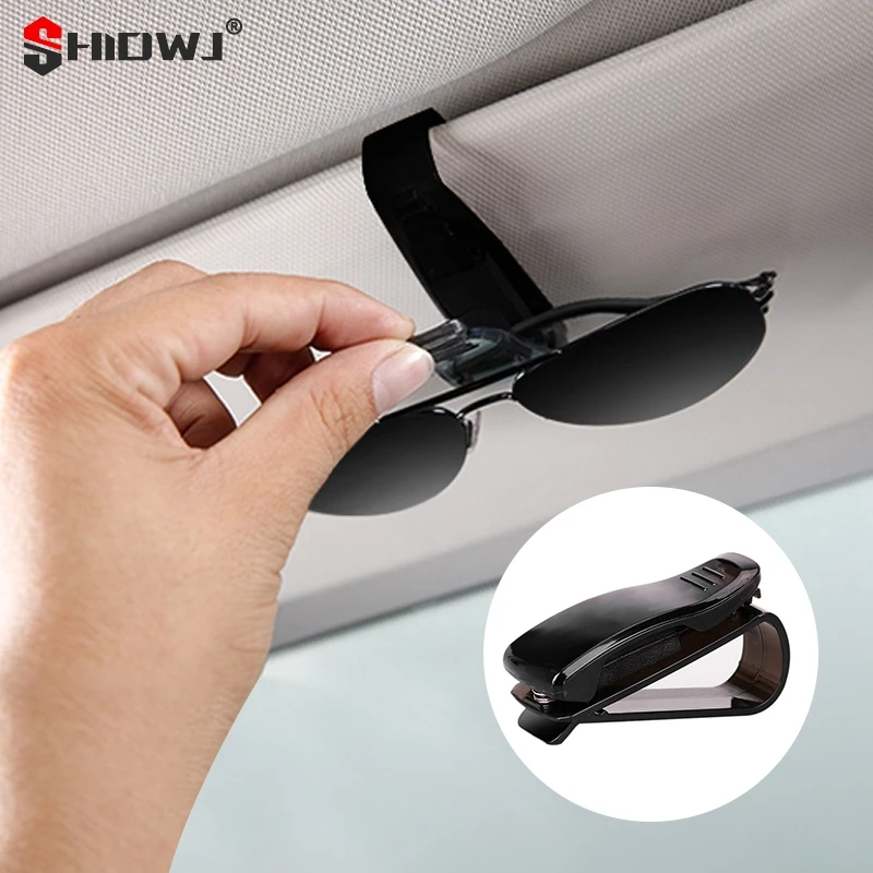 Universal Car Sun Visor Glasses Box Sunglasses Clip Card Ticket Holder Fastener Pen Eyeglasses Mount Interior Auto Accessories