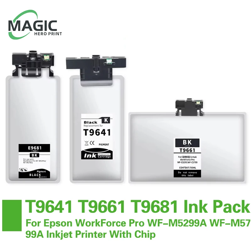 

T9641 T9661 T9681 Compatible Ink Bag With Pigment Ink For Epson WorkForce Pro WF-M5299A WF-M5799A Inkjet Printer With Chip