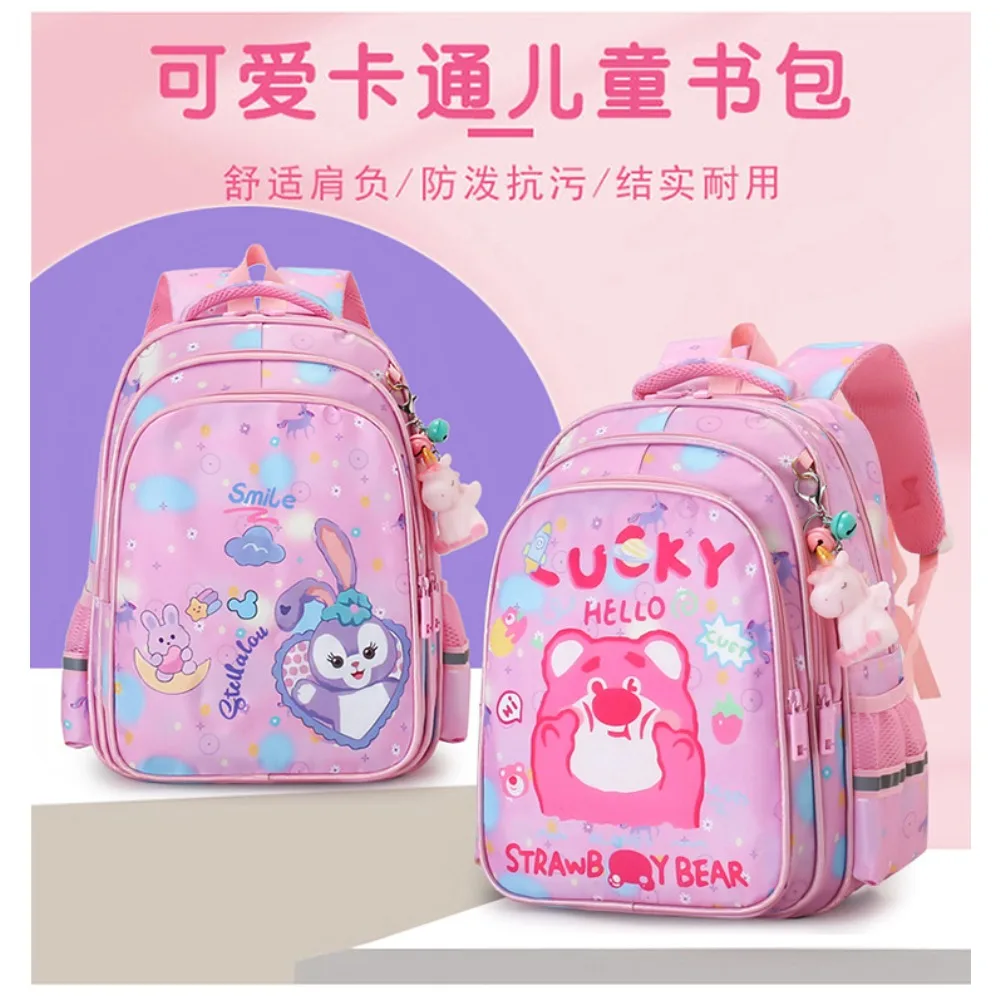 Disney Backpack for Children Grades 1-3 StellaLou LinaBell Cartoon Cute Fashion Durable Comfortable Reflective Stripe Backpack