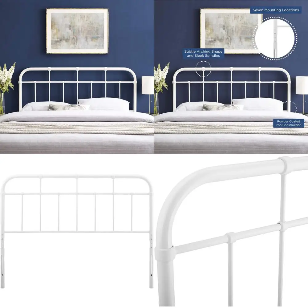 

Modern Farmhouse Style Metal Queen Headboard in White for a Fresh, Rustic Bedroom Look