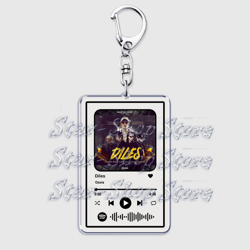 Popular Puerto Rico Singer Ozuna Keychain for Women Accessories Reggaeton Music Hey Mor Keying Jewelry Latin Fans Friends Gifts