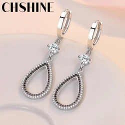 CHSHINE 925 Sterling Silver Water Drop Black Zircon Earrings for Women's Wedding Gifts Fashion Jewelry