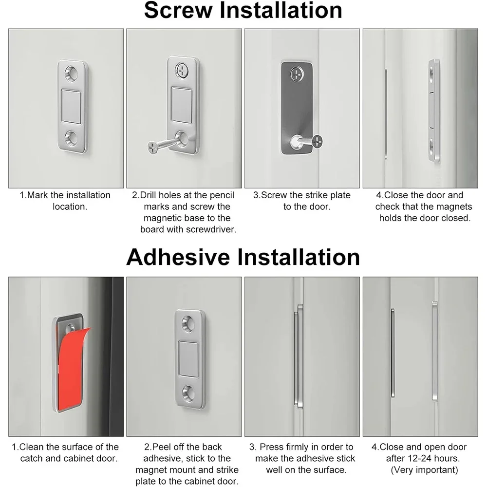 Magnetic Cabinet Catches Ultra Thin Door Strong Magnets Stopper Invisible Adhesive Drawer Magnet Lock for Kitchen Closet Closer image 4